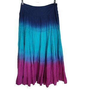 Metrostyle Womens 6 Maxi Skirt Blue Tiered Boho‎ Peasant Broomstick Dip Dye